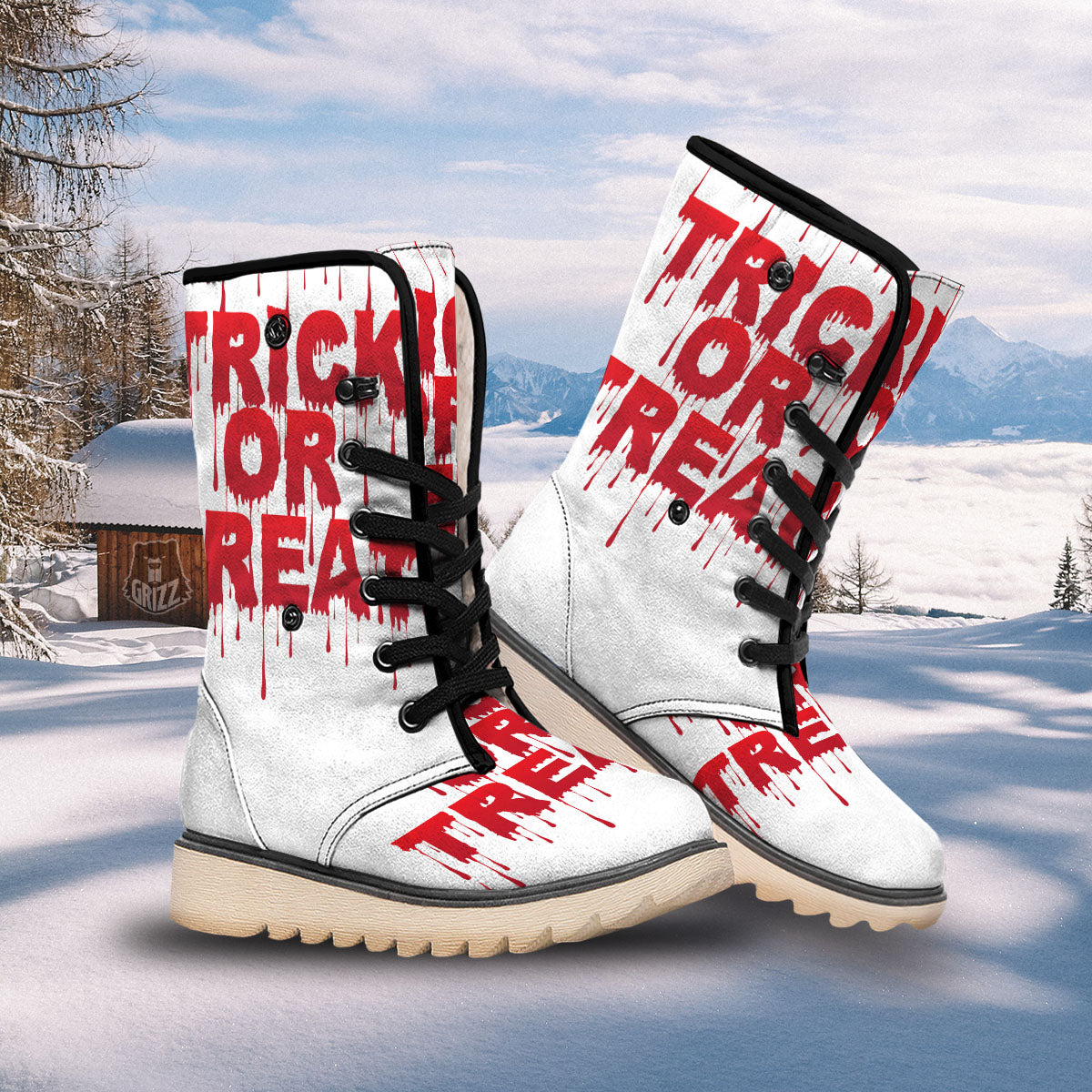 Trick Or Treat Red Blood Halloween Print Snow Boots-grizzshop