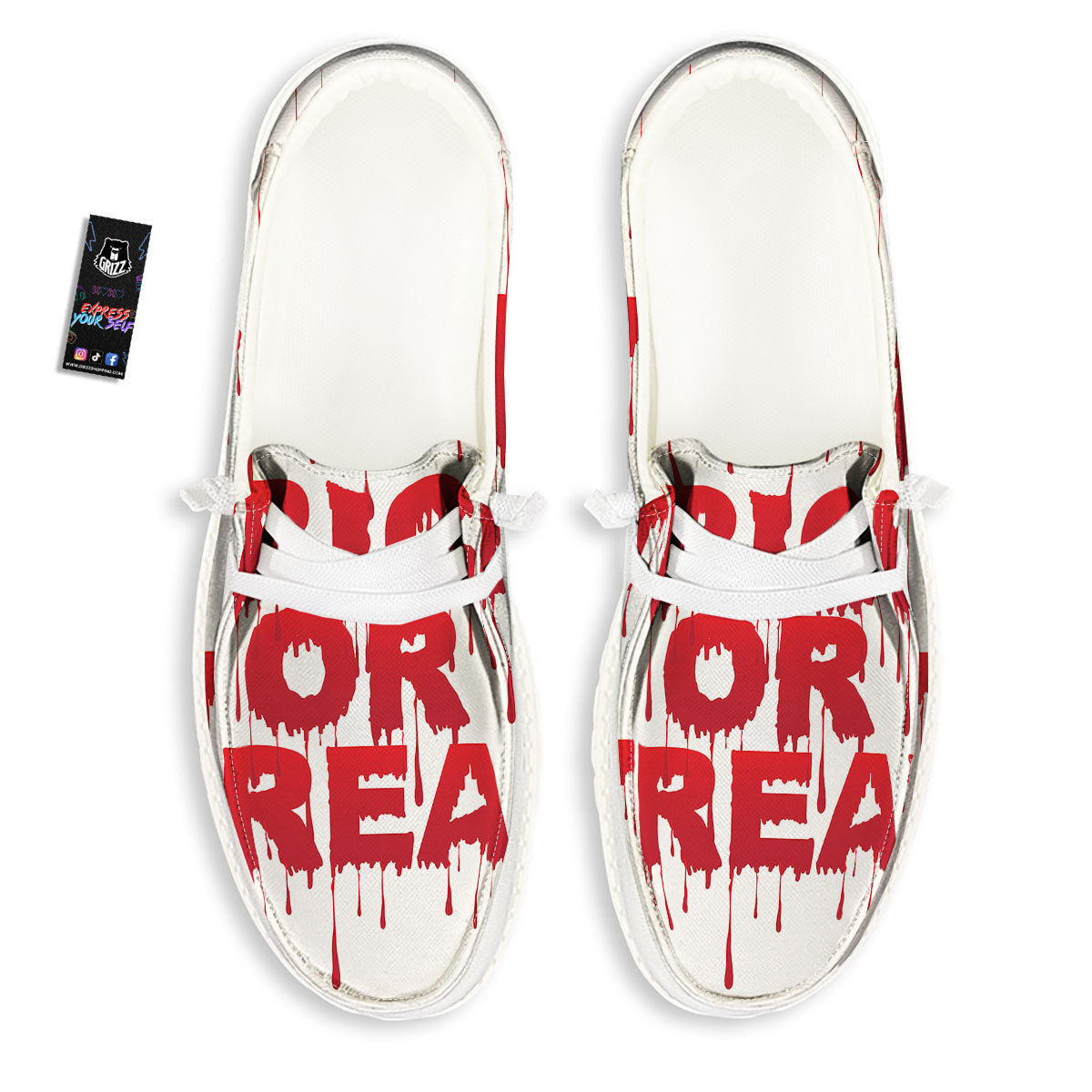 Trick Or Treat Red Blood Halloween Print White Loafers-grizzshop