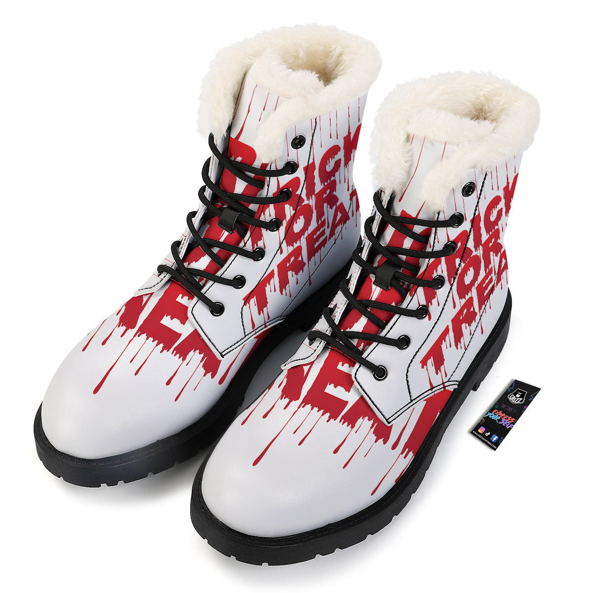 Trick Or Treat Red Blood Halloween Print Winter Boots-grizzshop