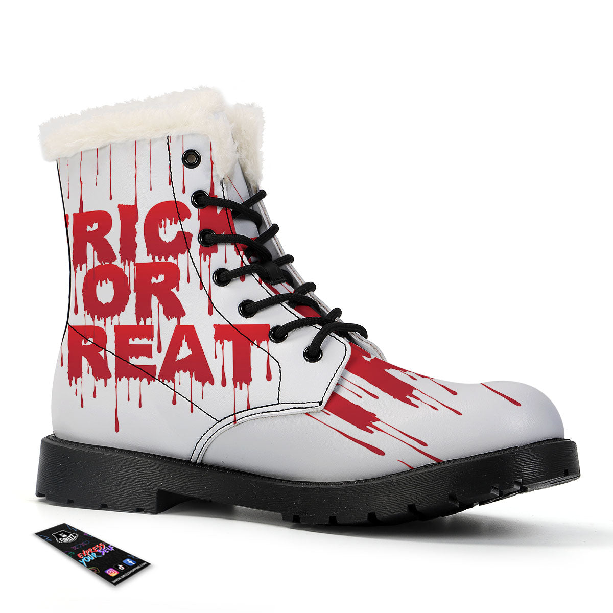 Trick Or Treat Red Blood Halloween Print Winter Boots-grizzshop