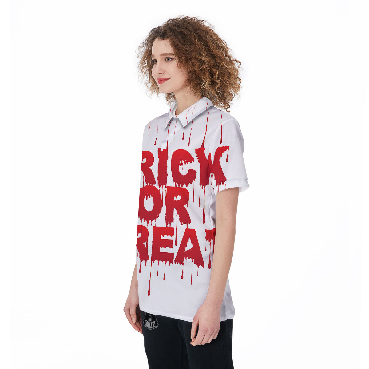 Trick Or Treat Red Blood Halloween Print Women's Golf Shirts-grizzshop