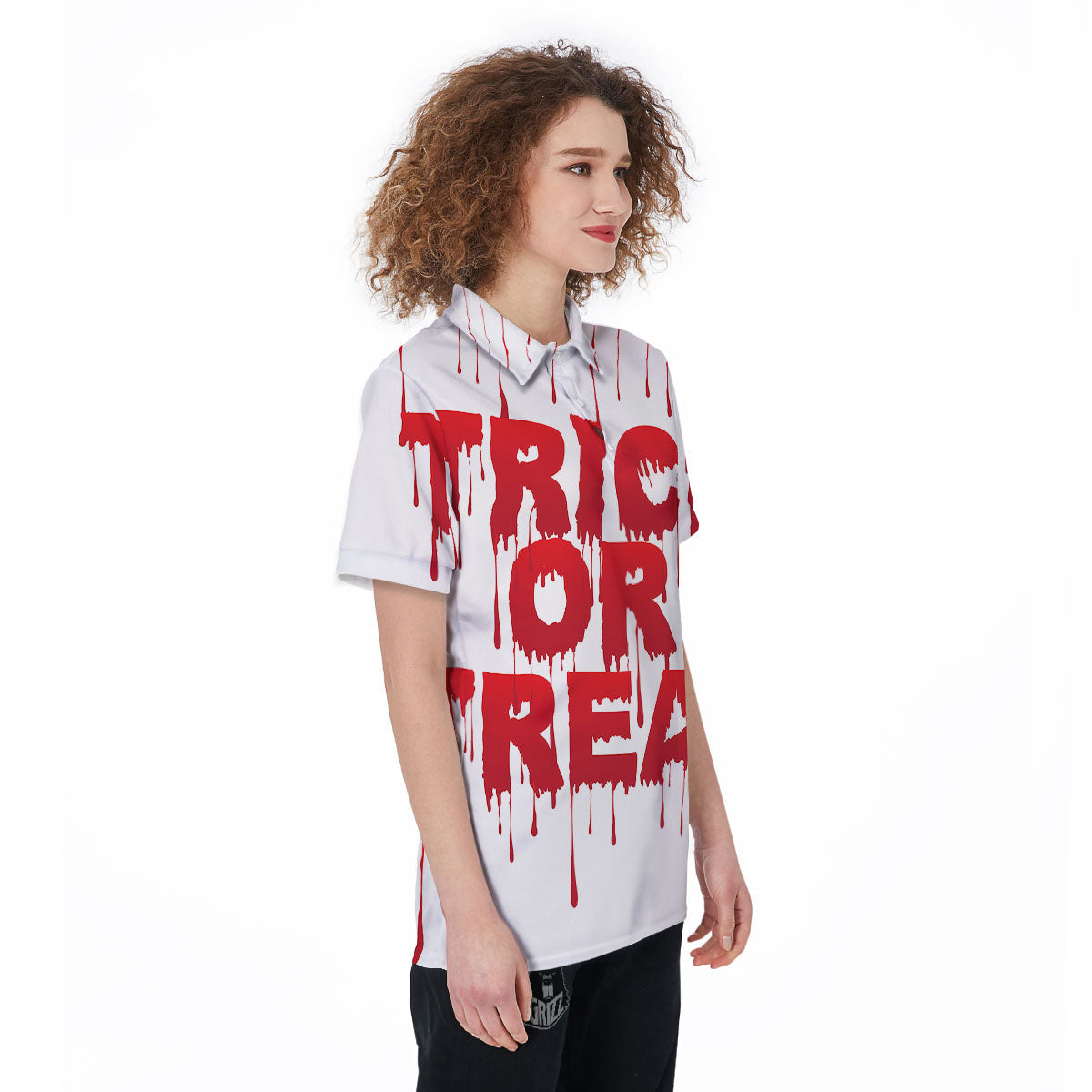 Trick Or Treat Red Blood Halloween Print Women's Golf Shirts-grizzshop