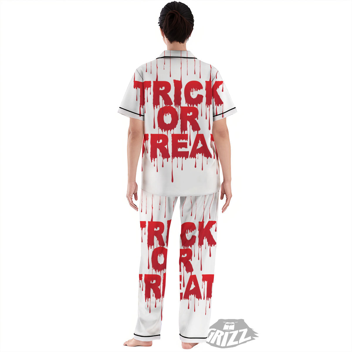 Trick Or Treat Red Blood Halloween Print Women's Pajamas Set-grizzshop