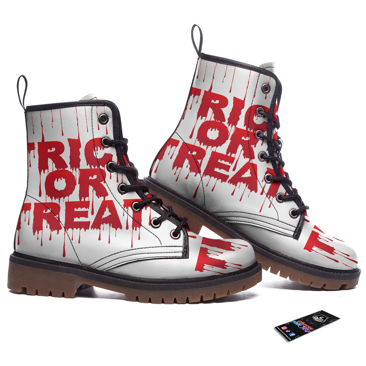 Trick Or Treat Red Blood Halloween Print Work Boots-grizzshop
