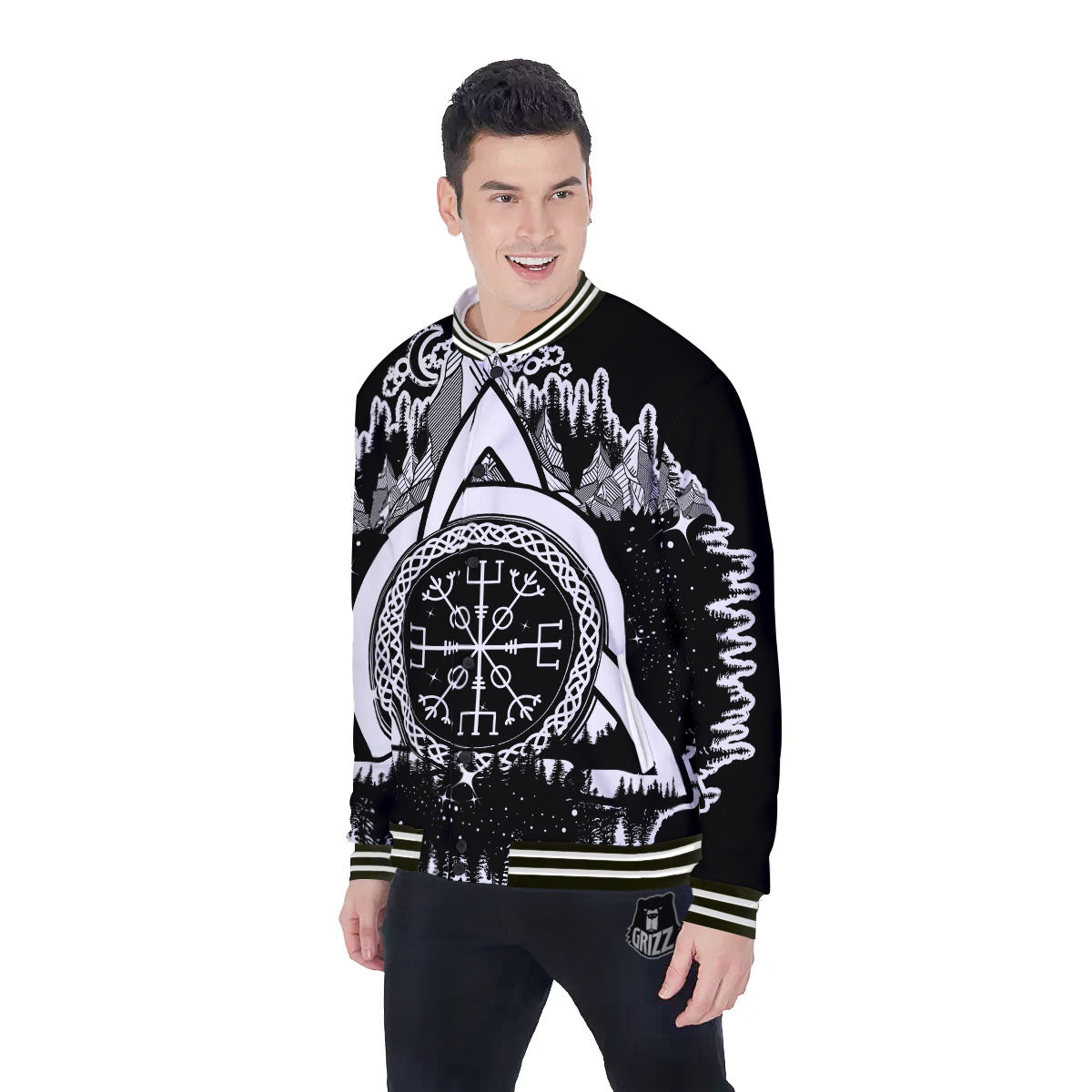 Trinity Knot Viking Celtic Print Baseball Jacket-grizzshop
