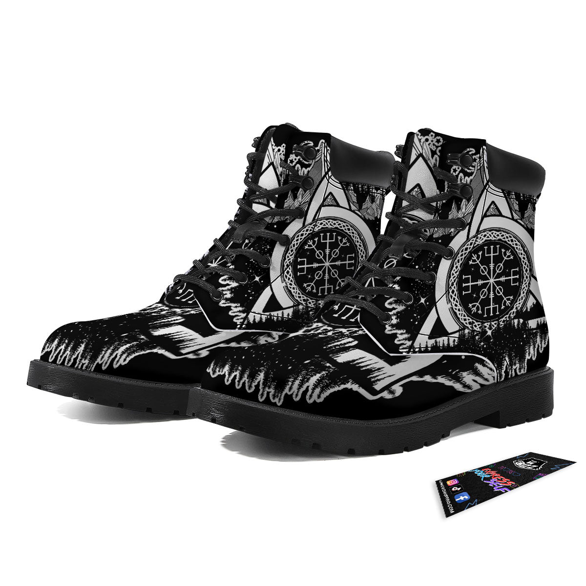 Trinity Knot Viking Celtic Print Boots-grizzshop