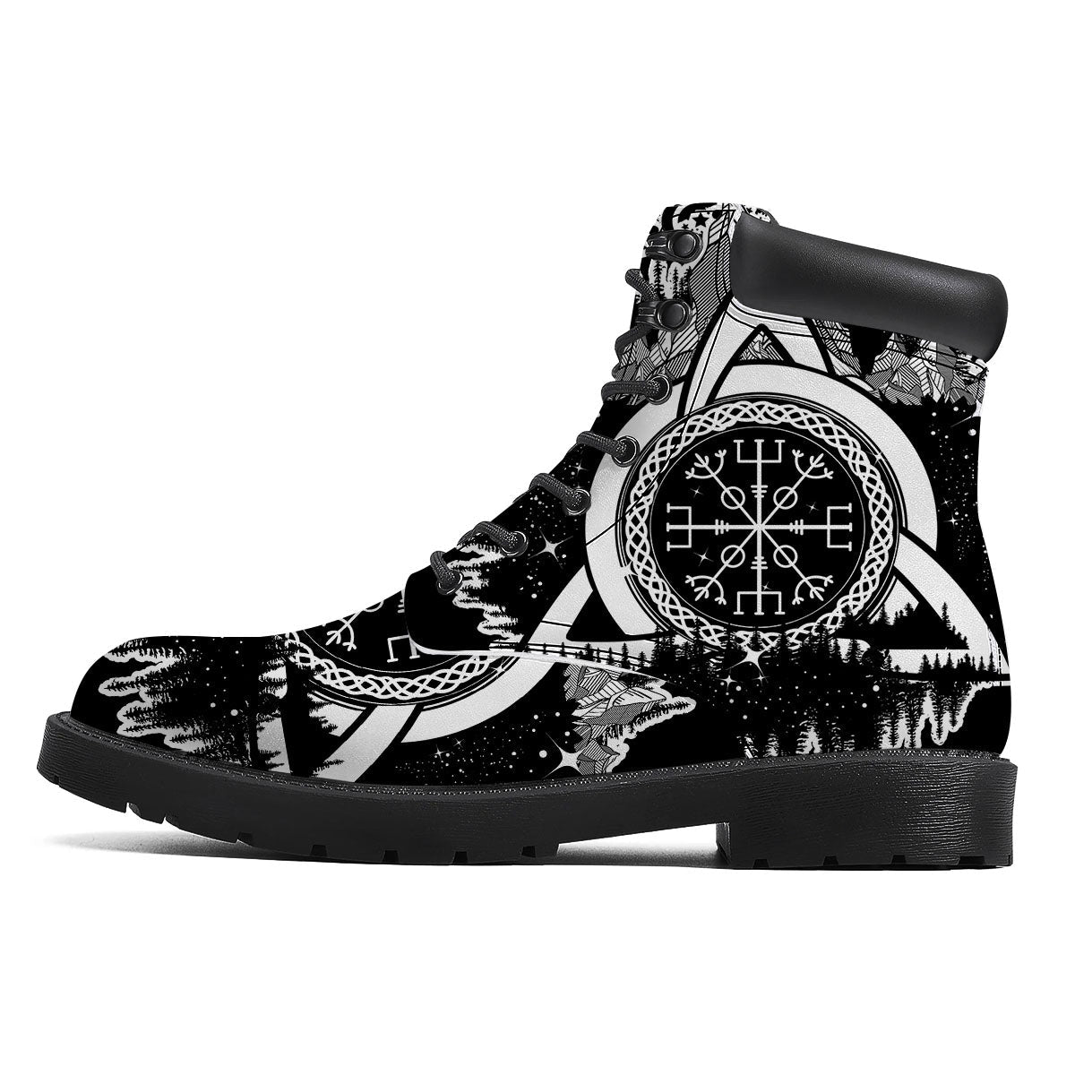 Trinity Knot Viking Celtic Print Boots-grizzshop
