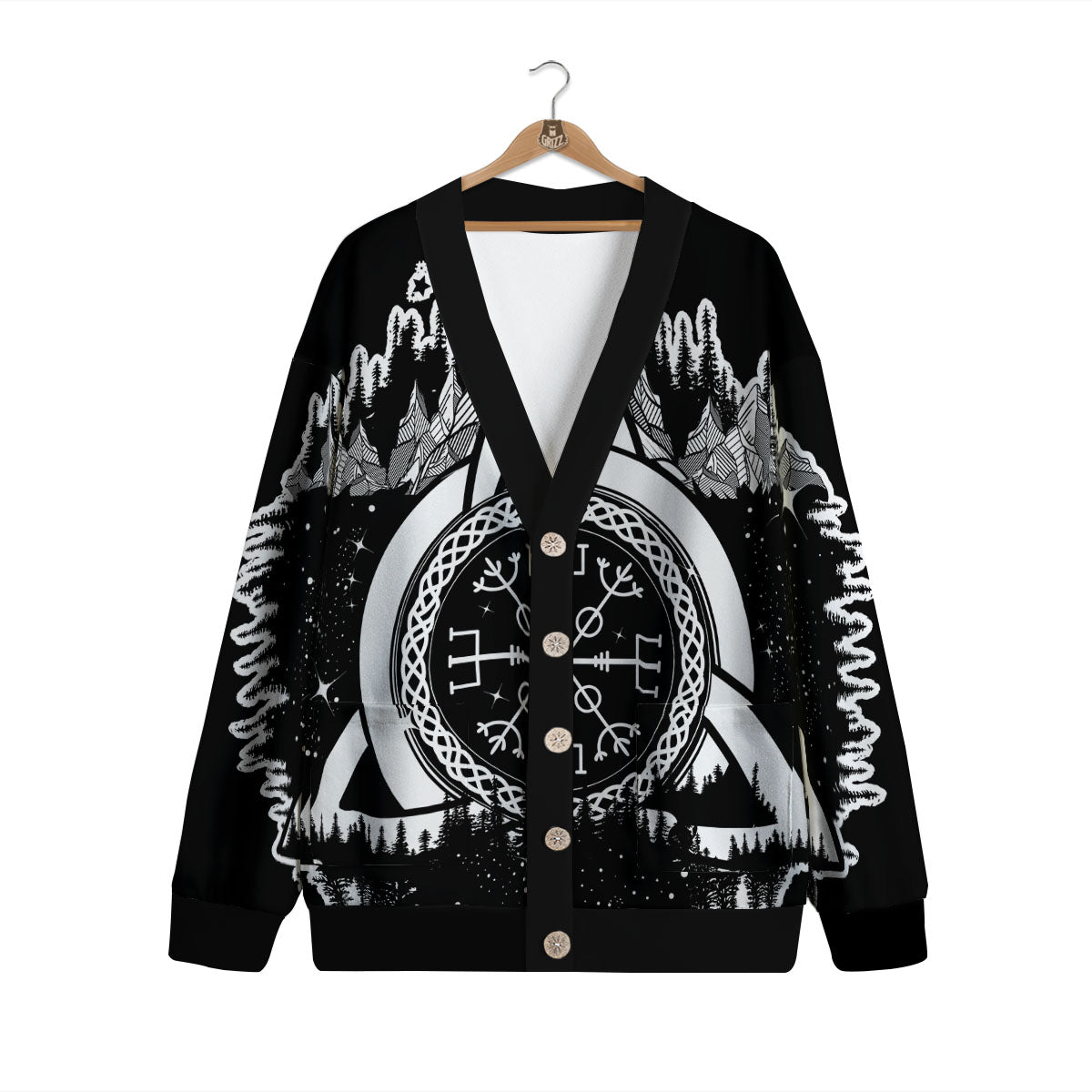 Trinity Knot Viking Celtic Print Cardigan-grizzshop