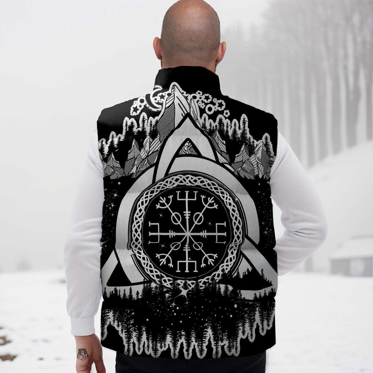 Trinity Knot Viking Celtic Print Down Vest-grizzshop