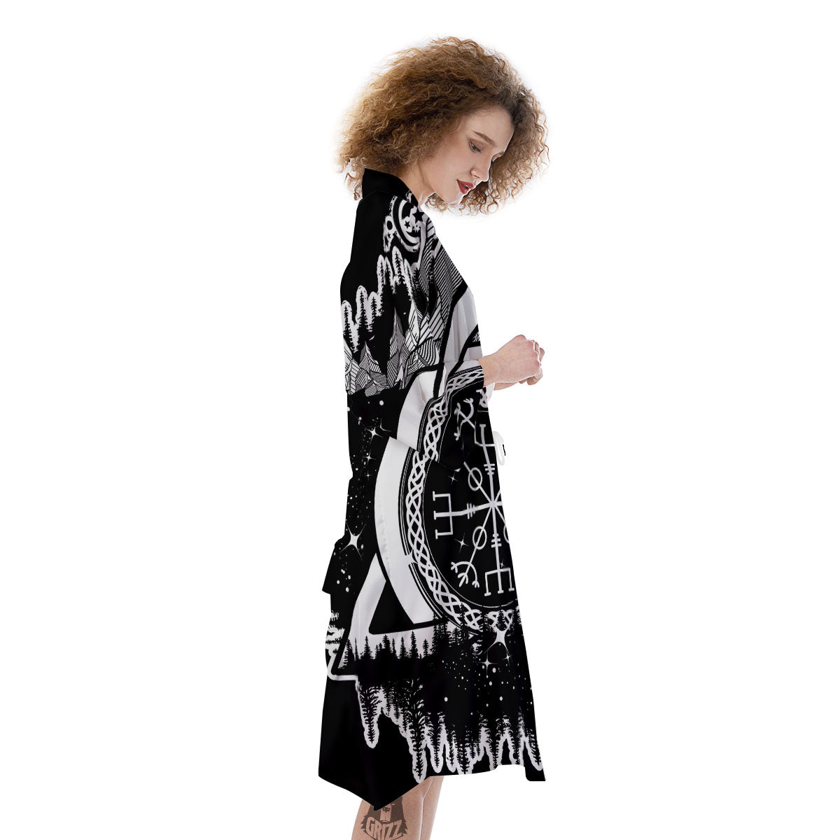 Trinity Knot Viking Celtic Print Kimono-grizzshop