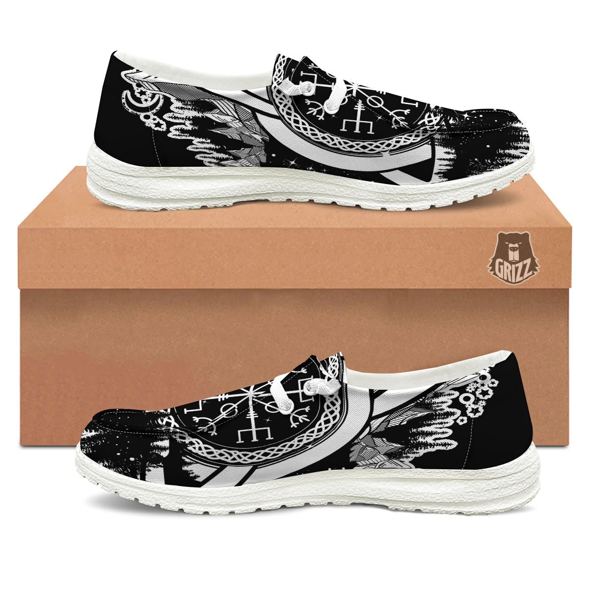 Trinity Knot Viking Celtic Print White Loafers-grizzshop