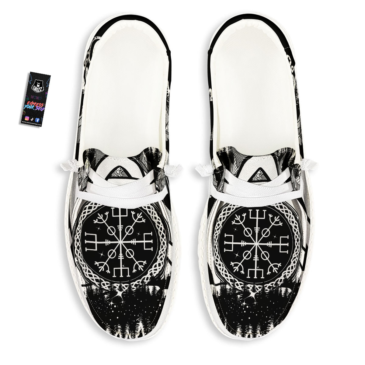 Trinity Knot Viking Celtic Print White Loafers-grizzshop