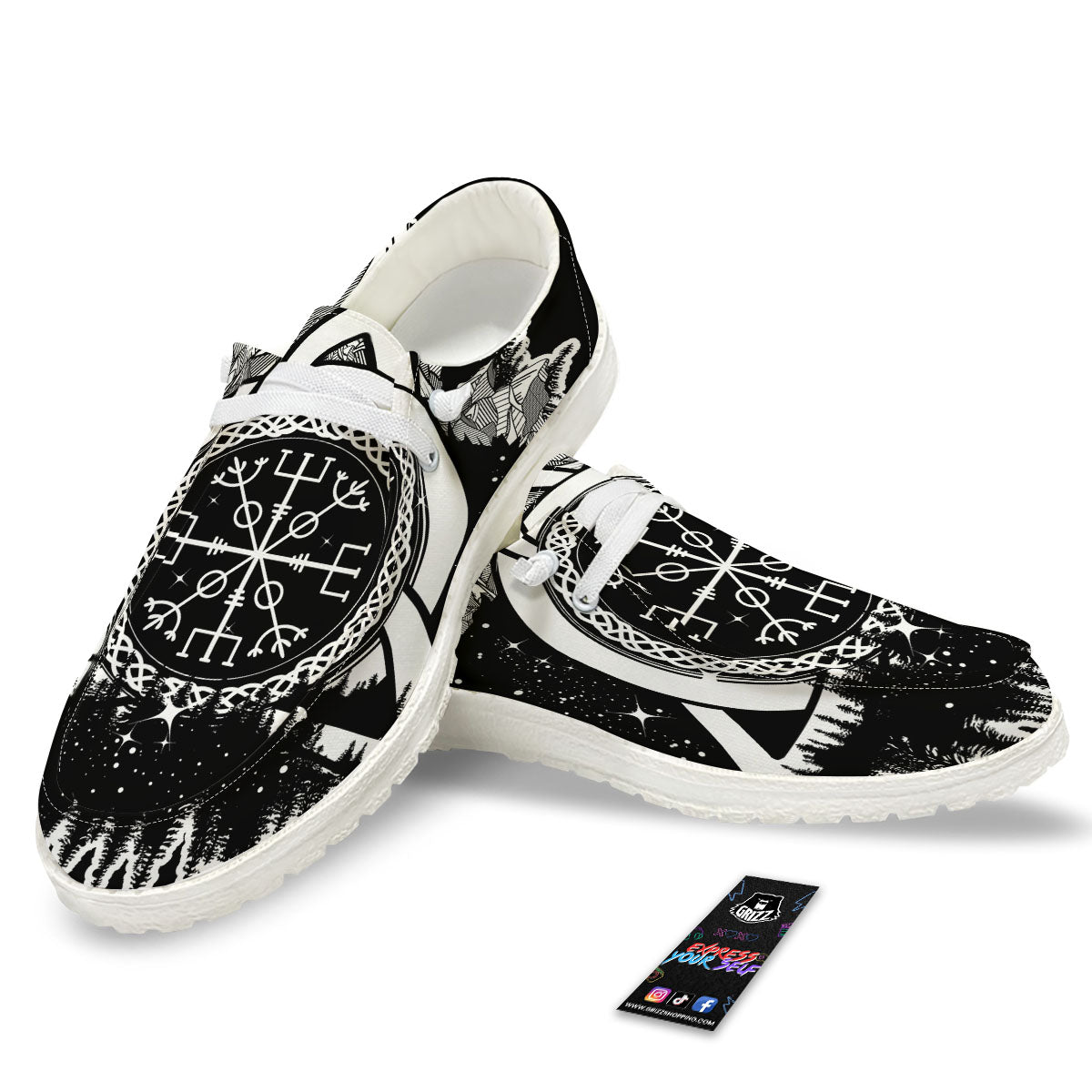 Trinity Knot Viking Celtic Print White Loafers-grizzshop