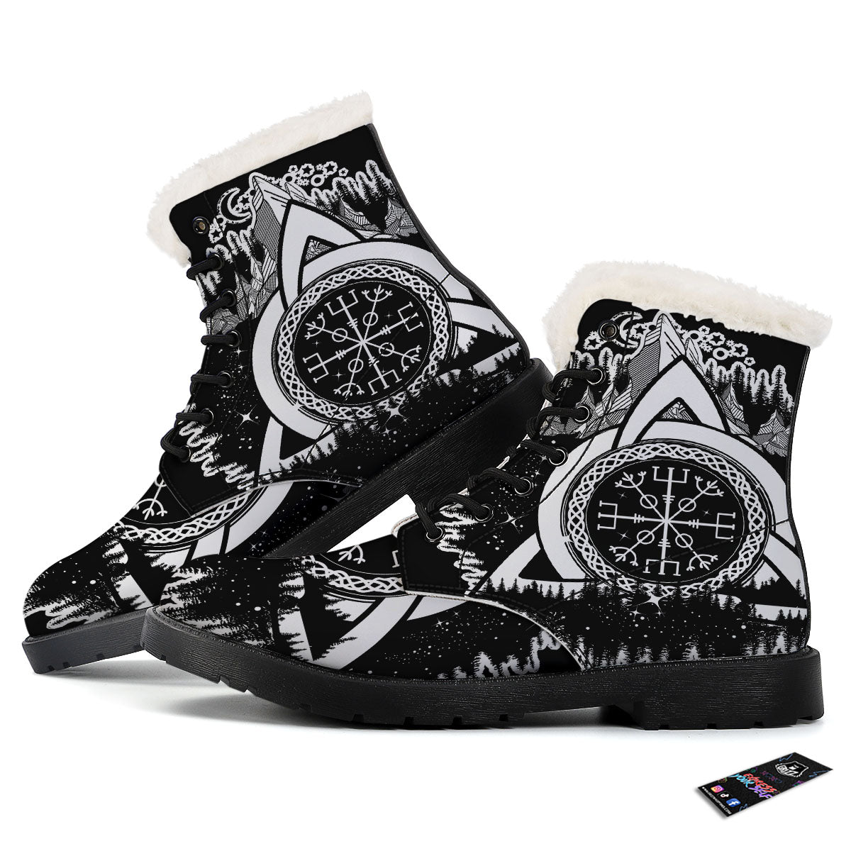 Trinity Knot Viking Celtic Print Winter Boots-grizzshop