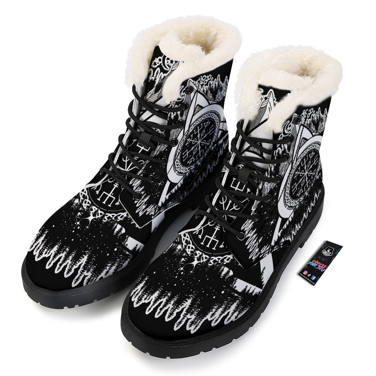 Trinity Knot Viking Celtic Print Winter Boots-grizzshop