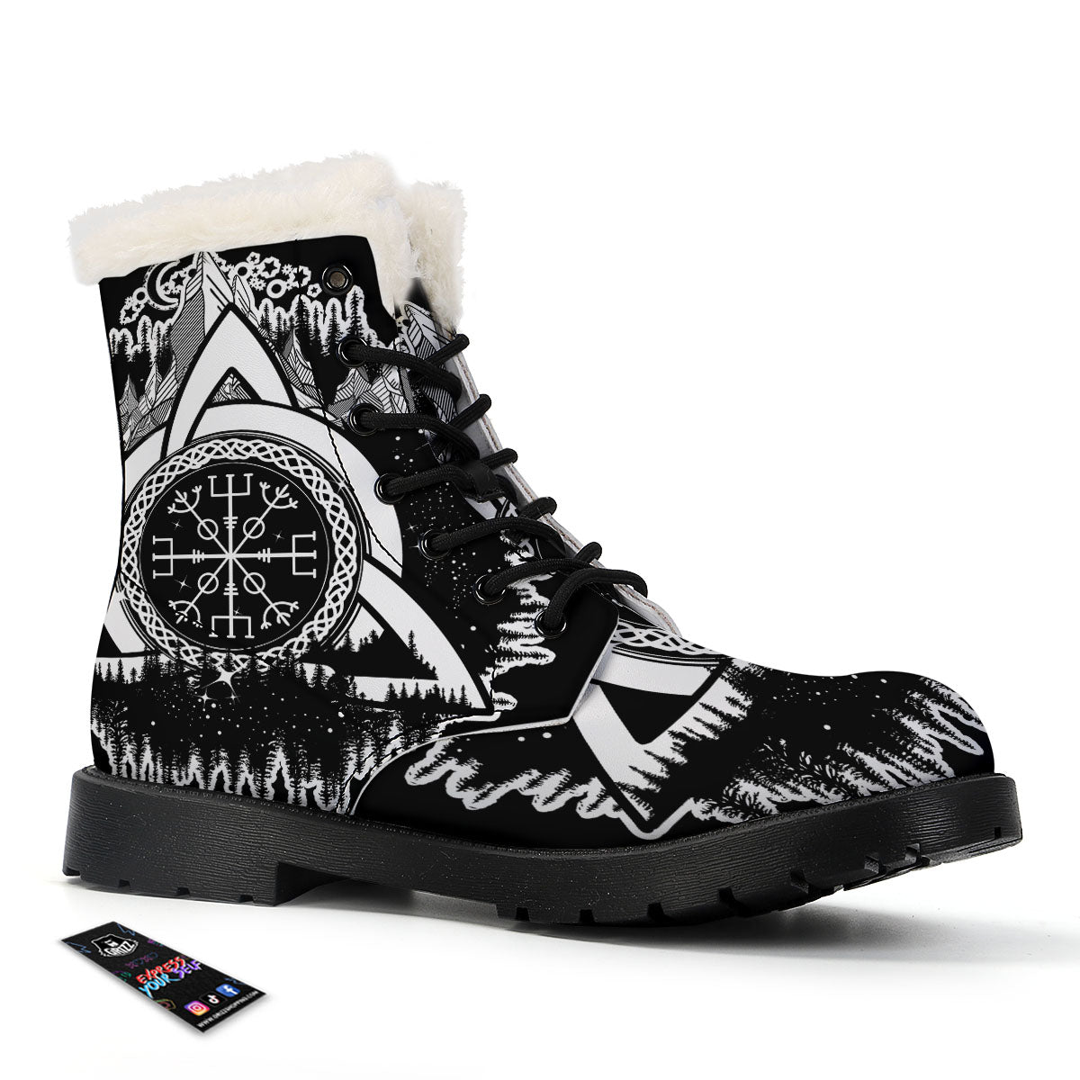 Trinity Knot Viking Celtic Print Winter Boots-grizzshop