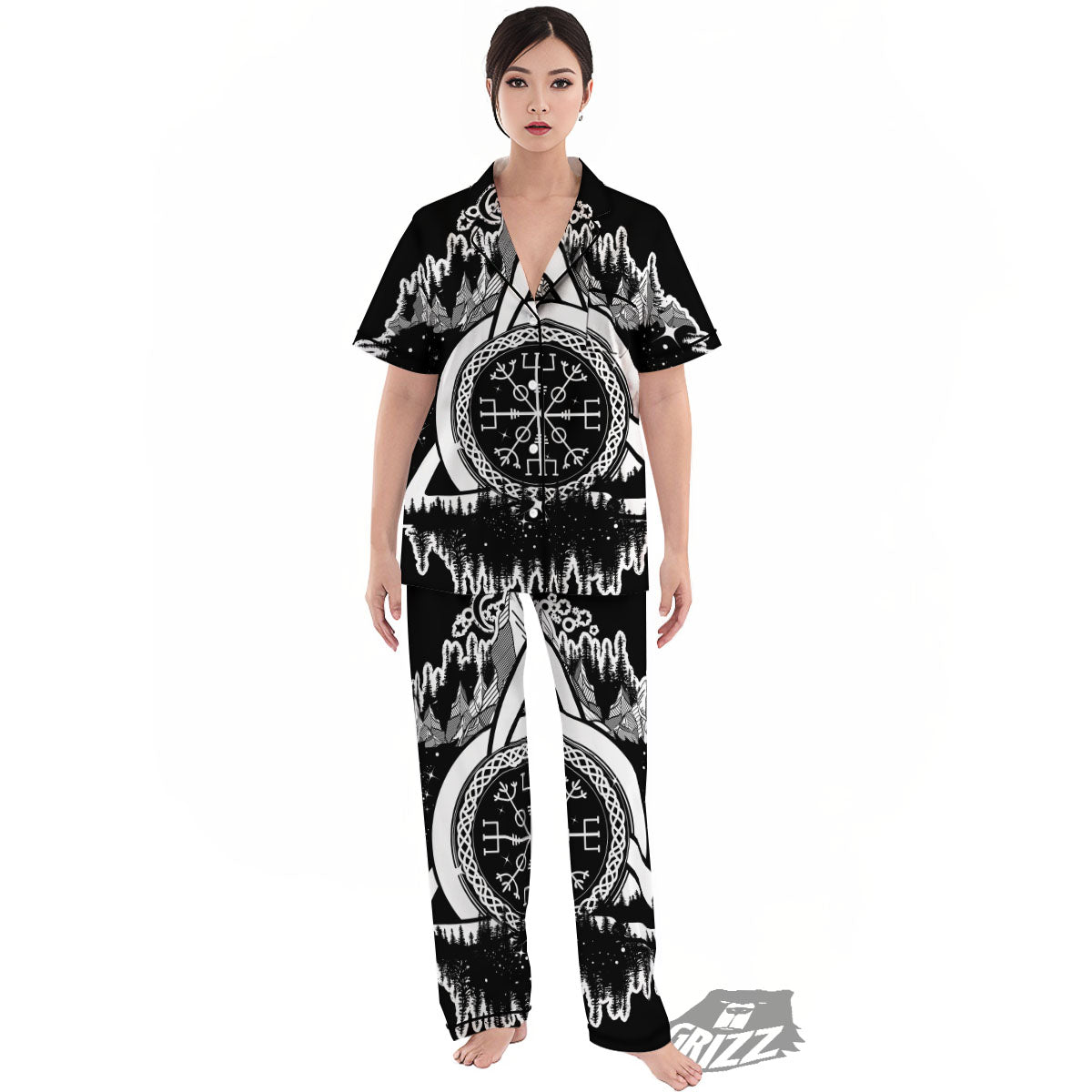 Trinity Knot Viking Celtic Print Women's Pajamas Set-grizzshop