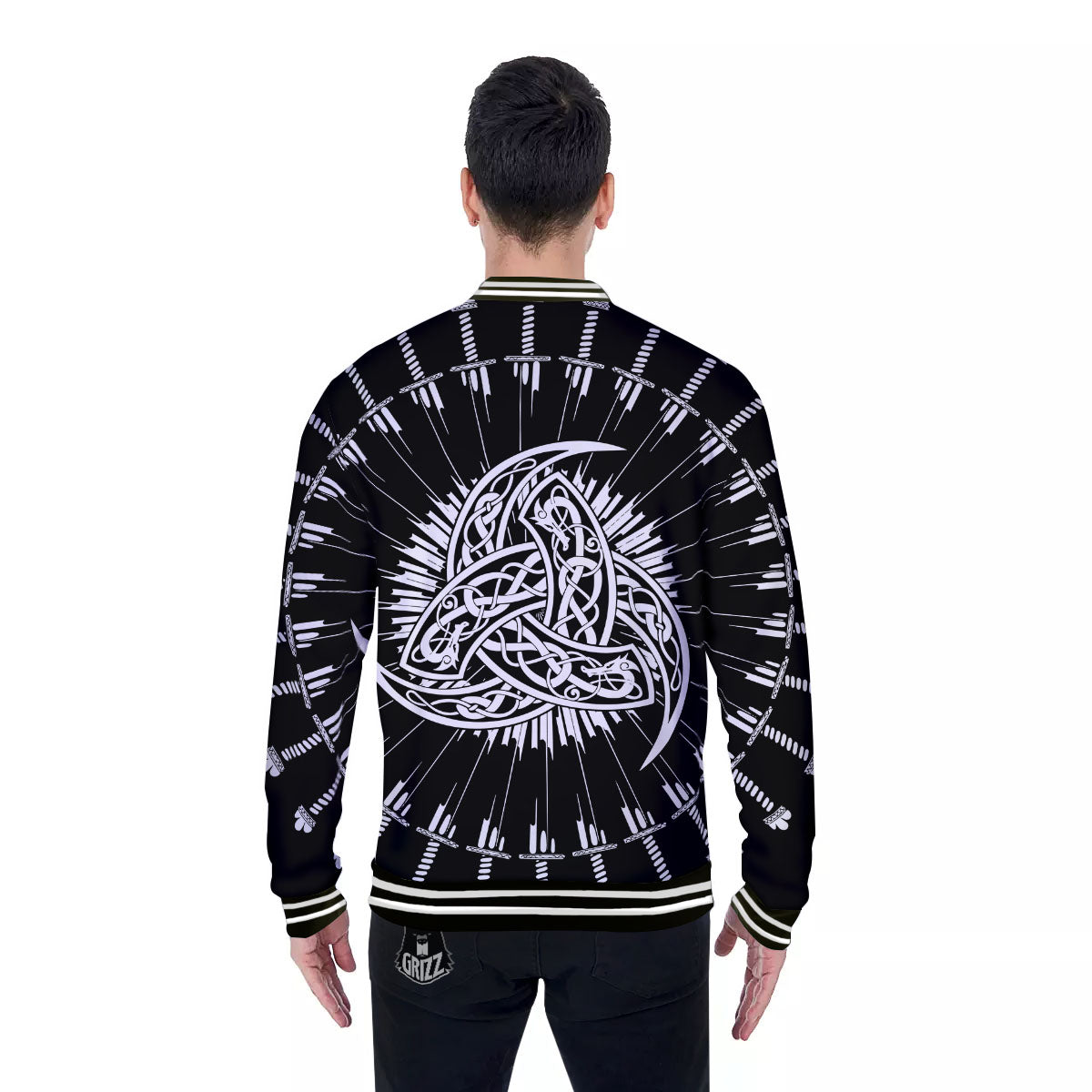 Triple Horn Of Odin Viking Print Baseball Jacket-grizzshop