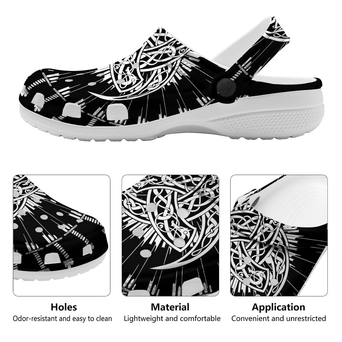 Triple Horn Of Odin Viking Print Clog-grizzshop