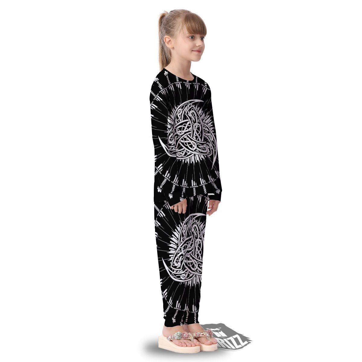 Triple Horn Of Odin Viking Print Kid's Pajamas-grizzshop