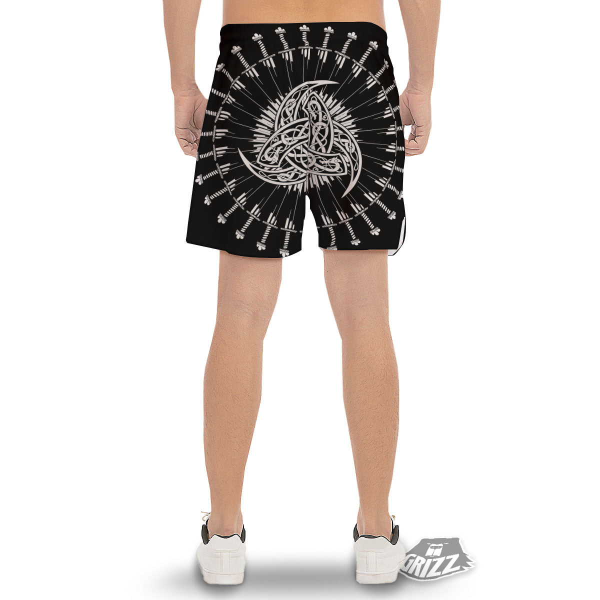 Triple Horn Of Odin Viking Print Men's Gym Shorts-grizzshop