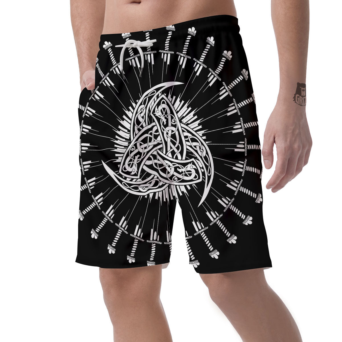 Triple Horn Of Odin Viking Print Men's Shorts-grizzshop
