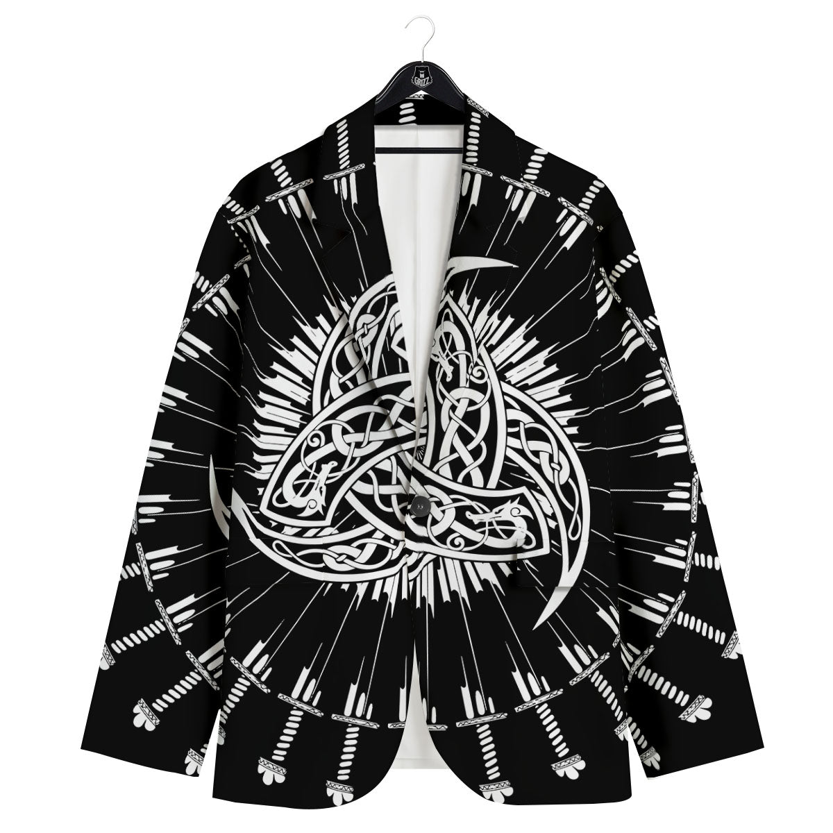 Triple Horn Of Odin Viking Print Men's Sport Coat-grizzshop