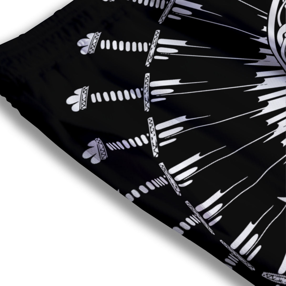 Triple Horn Of Odin Viking Print Mesh Shorts