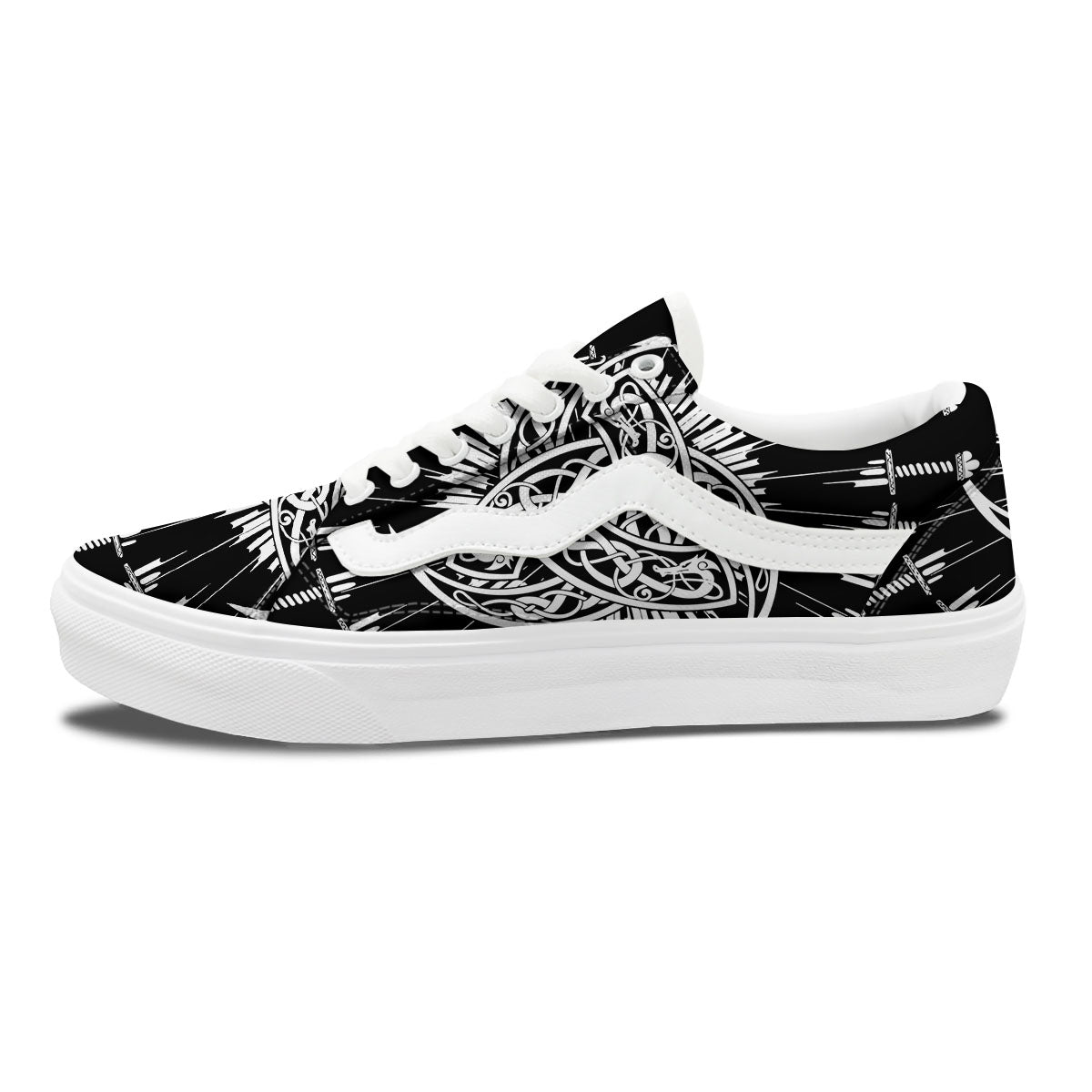 Triple Horn Of Odin Viking Print Skate Shoes-grizzshop
