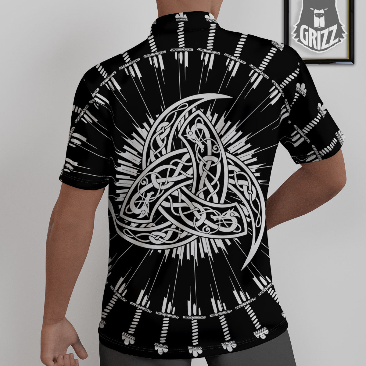 Triple Horn Of Odin Viking Print Untucked Shirts-grizzshop