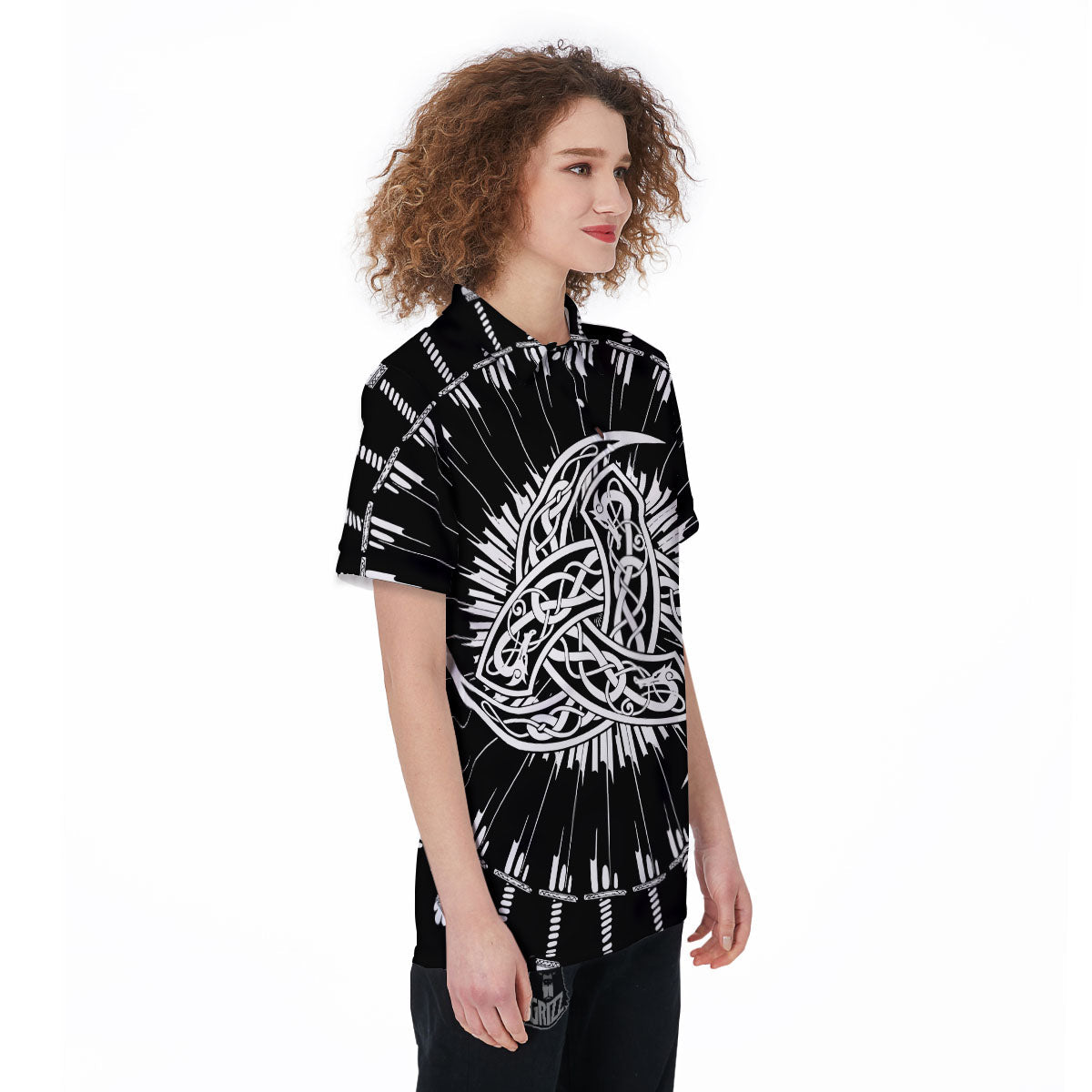 Triple Horn Of Odin Viking Print Women's Golf Shirts-grizzshop