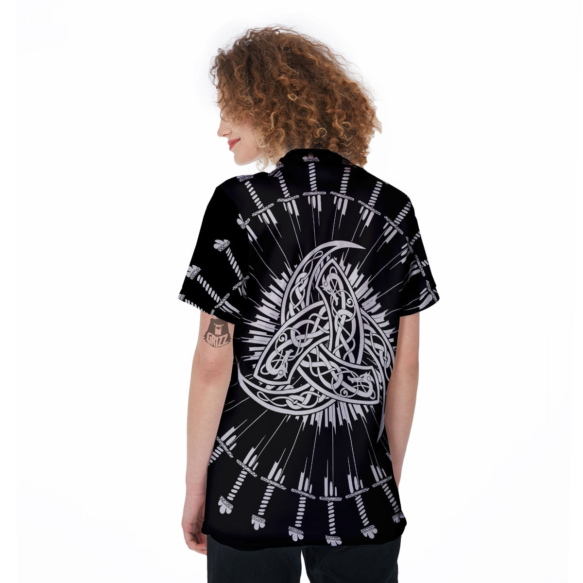 Triple Horn Of Odin Viking Print Women's Golf Shirts-grizzshop