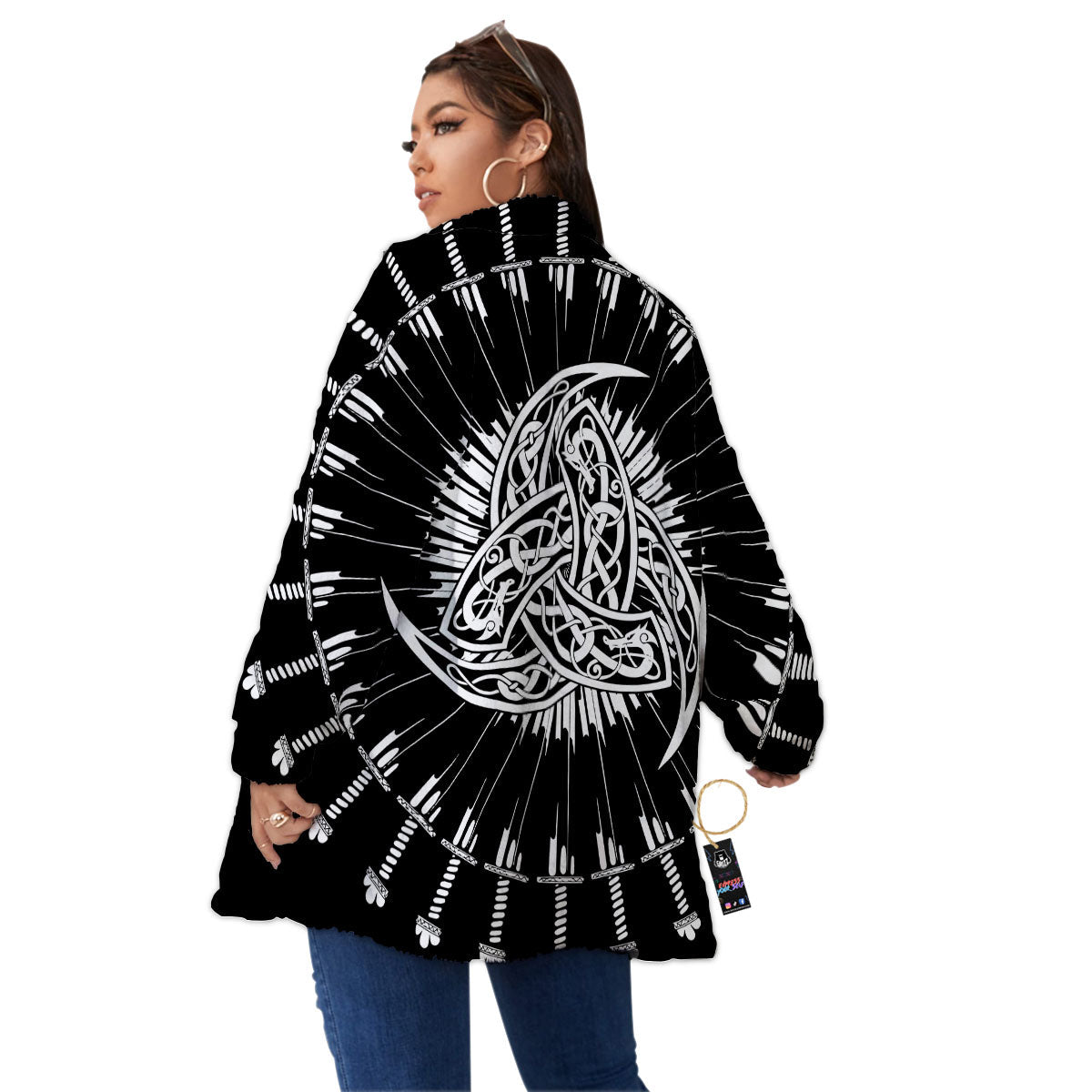 Triple Horn Of Odin Viking Print Women's Sherpa Jacket-grizzshop