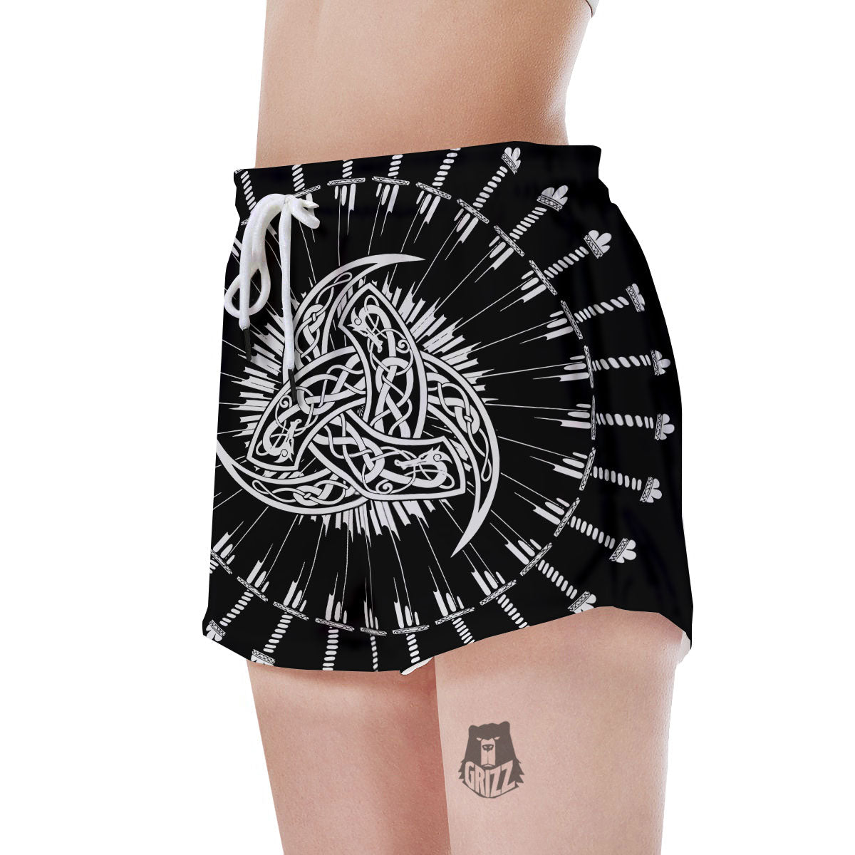 Triple Horn Of Odin Viking Print Women's Shorts-grizzshop