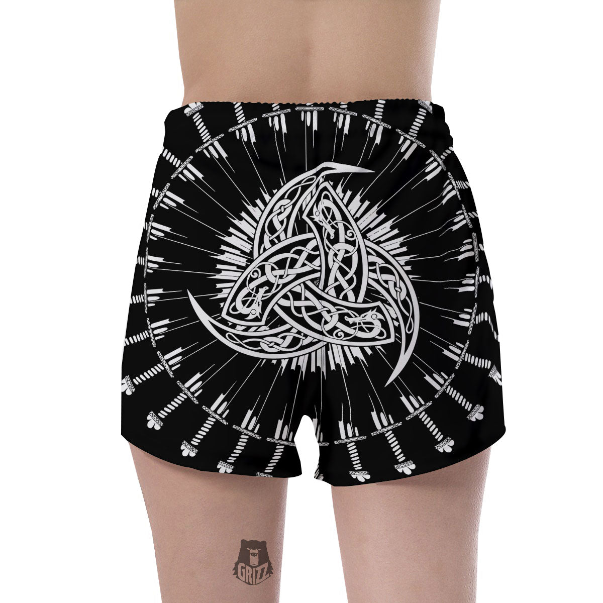Triple Horn Of Odin Viking Print Women's Shorts-grizzshop