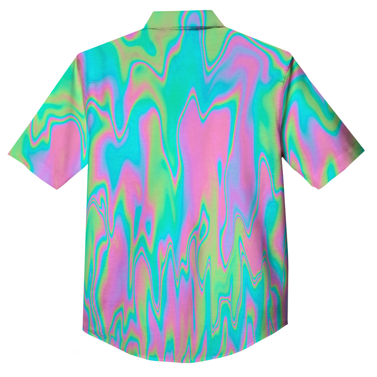Trippy Abstract Holographic Print Button Up Shirt-grizzshop