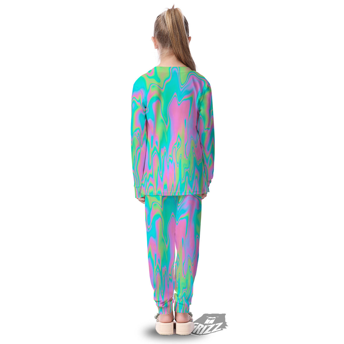 Trippy Abstract Holographic Print Kid's Pajamas-grizzshop