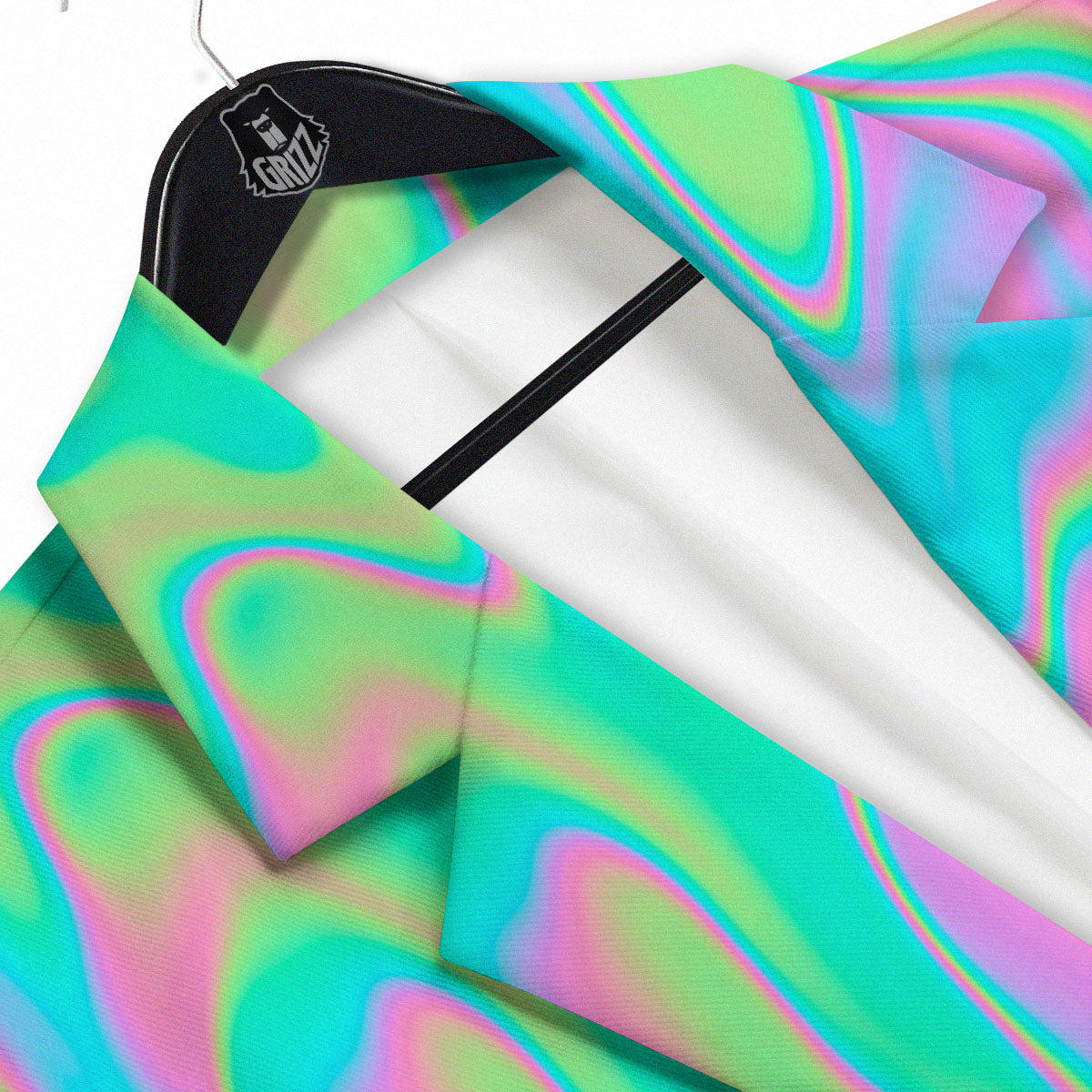 Trippy Abstract Holographic Print Men's Sport Coat-grizzshop