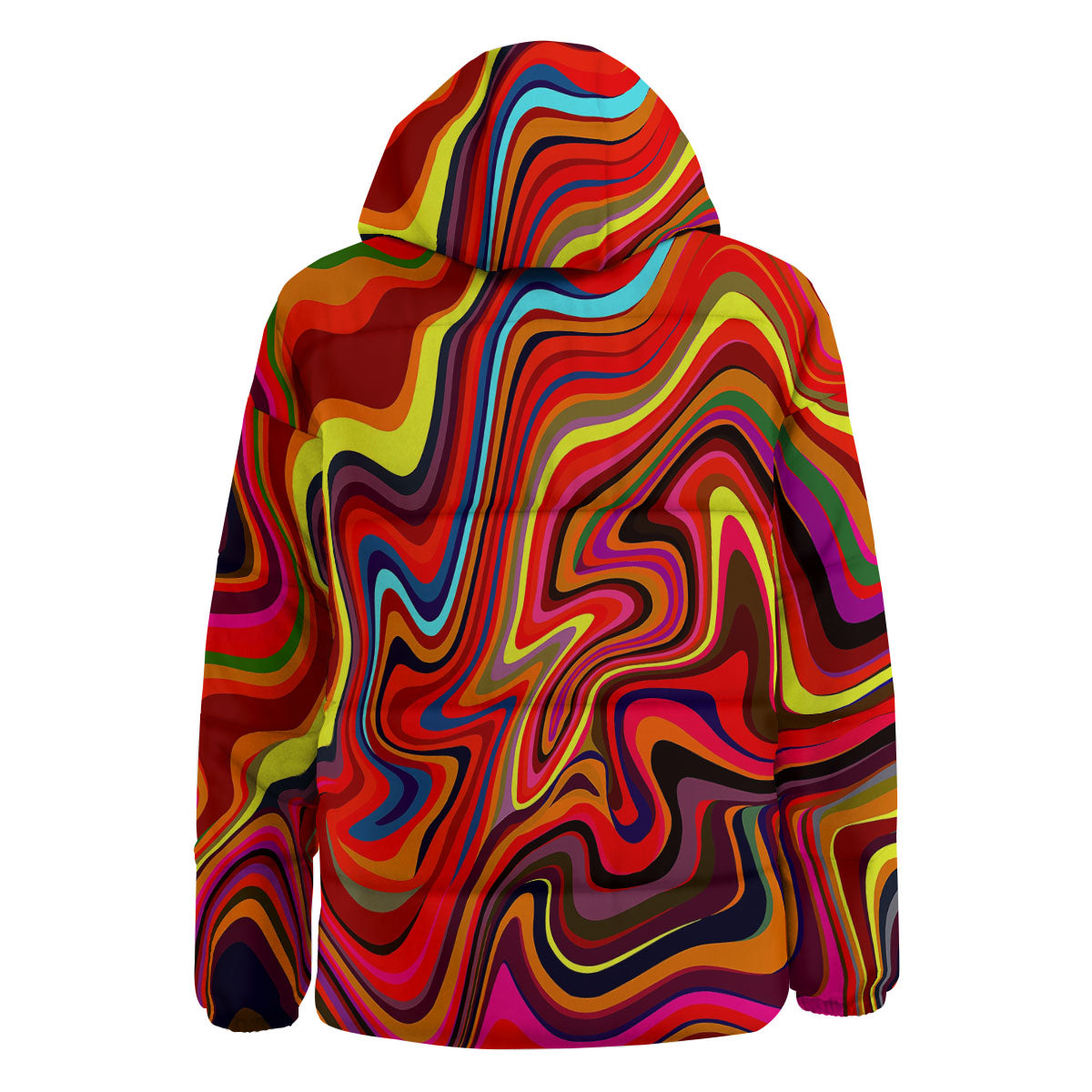 Trippy Abstract Liquid Print Down Jacket-grizzshop