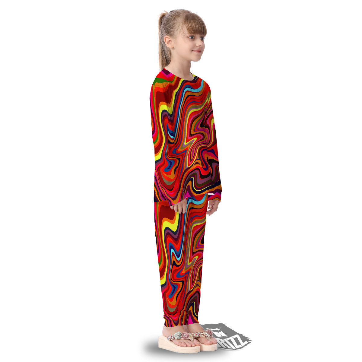 Trippy Abstract Liquid Print Kid's Pajamas-grizzshop