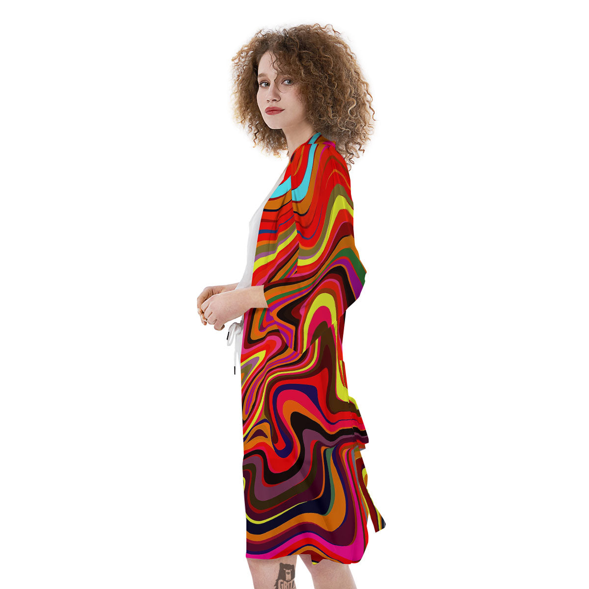 Trippy Abstract Liquid Print Kimono-grizzshop