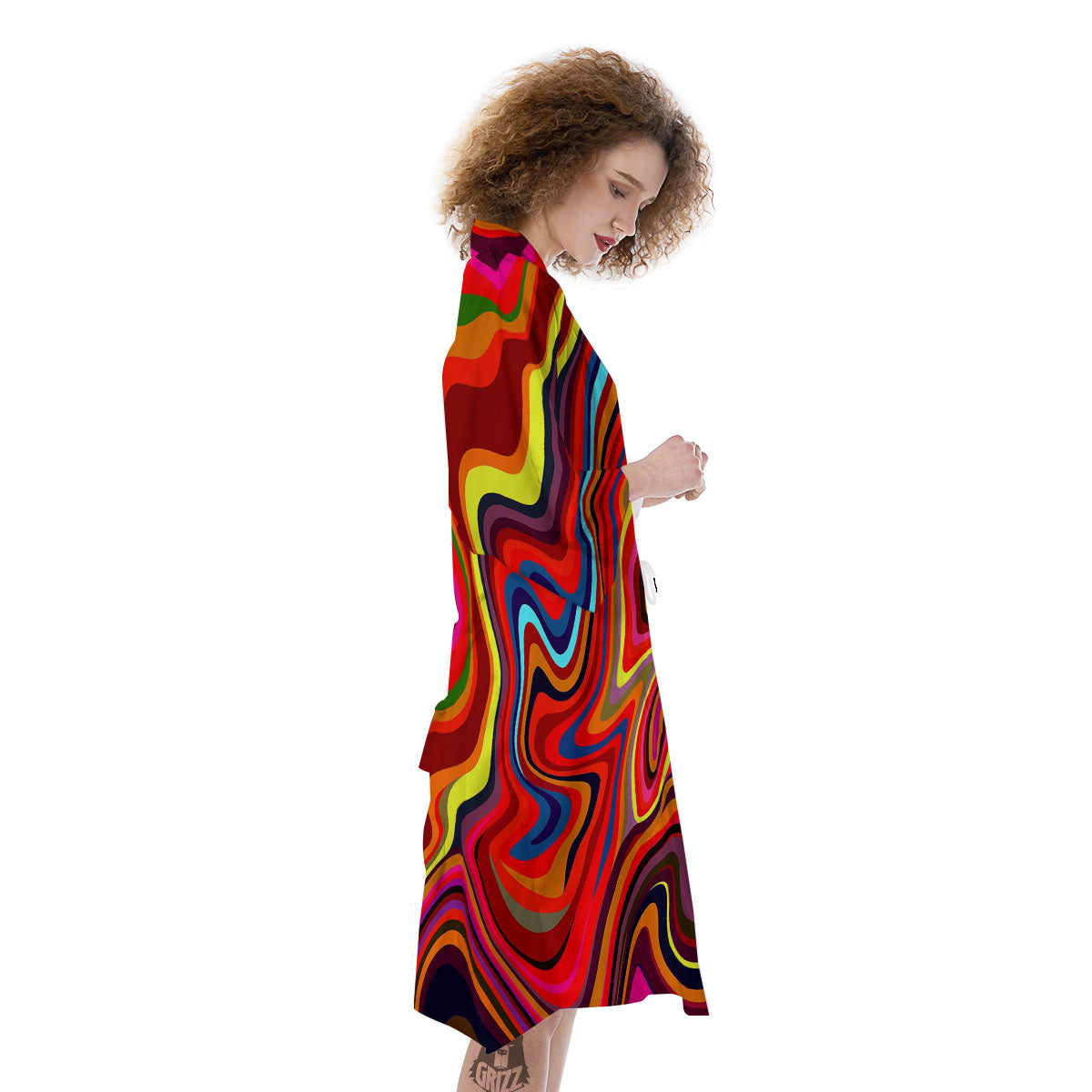 Trippy Abstract Liquid Print Kimono-grizzshop