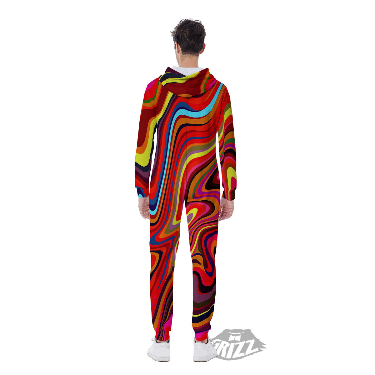 Trippy Abstract Liquid Print Men's Jumpsuit-grizzshop