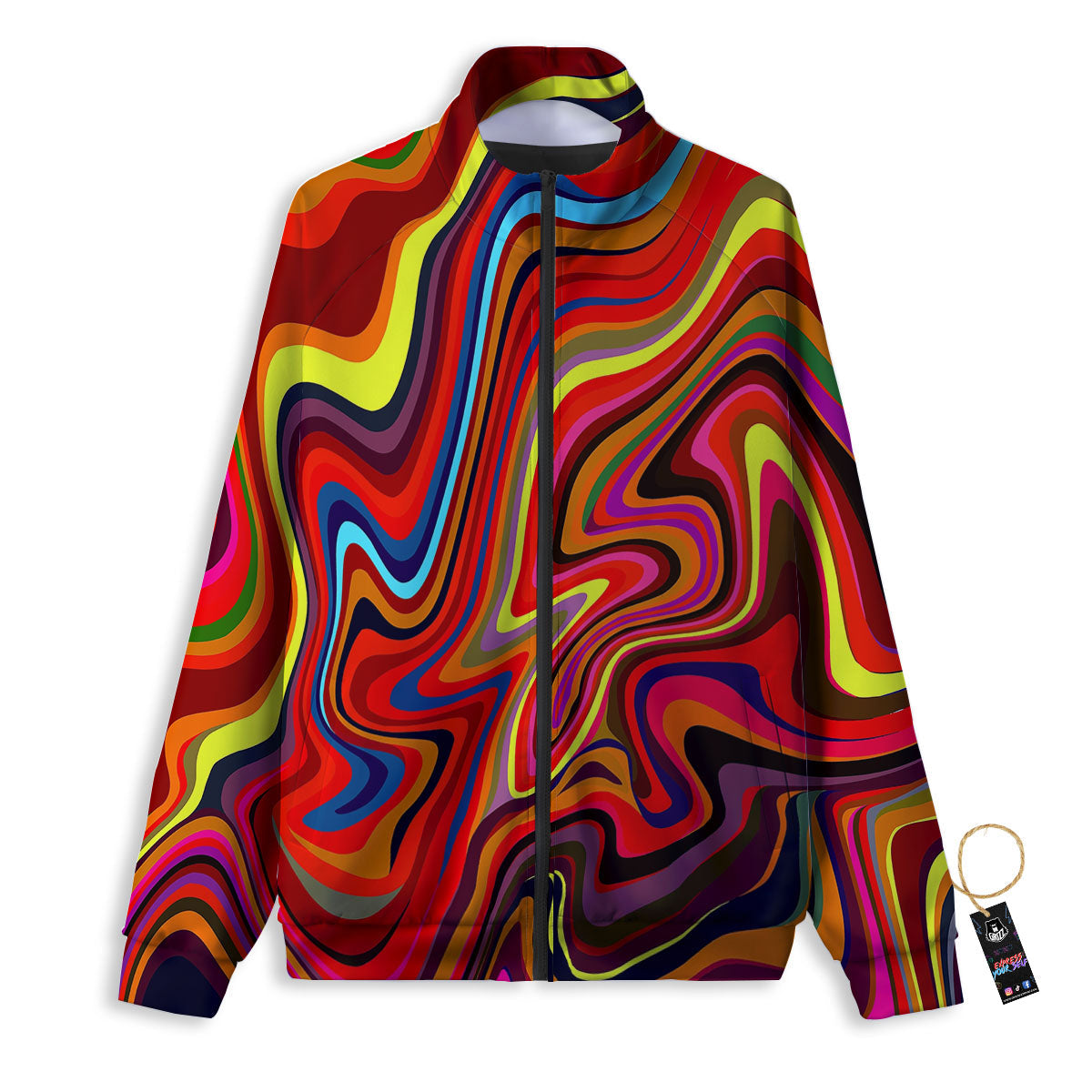 Trippy Abstract Liquid Print Track Jacket-grizzshop