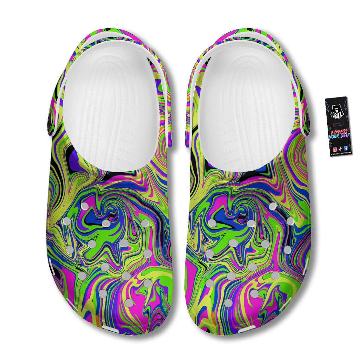 Trippy Abstract Neon Print Clog-grizzshop