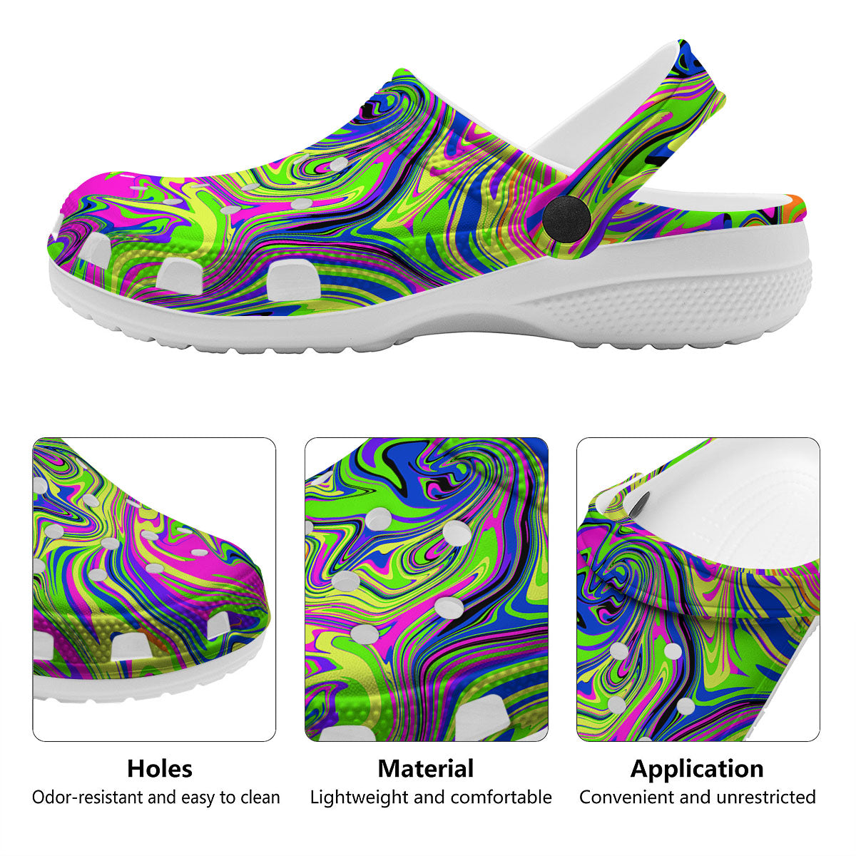 Trippy Abstract Neon Print Clog-grizzshop