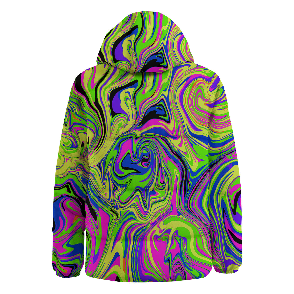 Trippy Abstract Neon Print Down Jacket-grizzshop