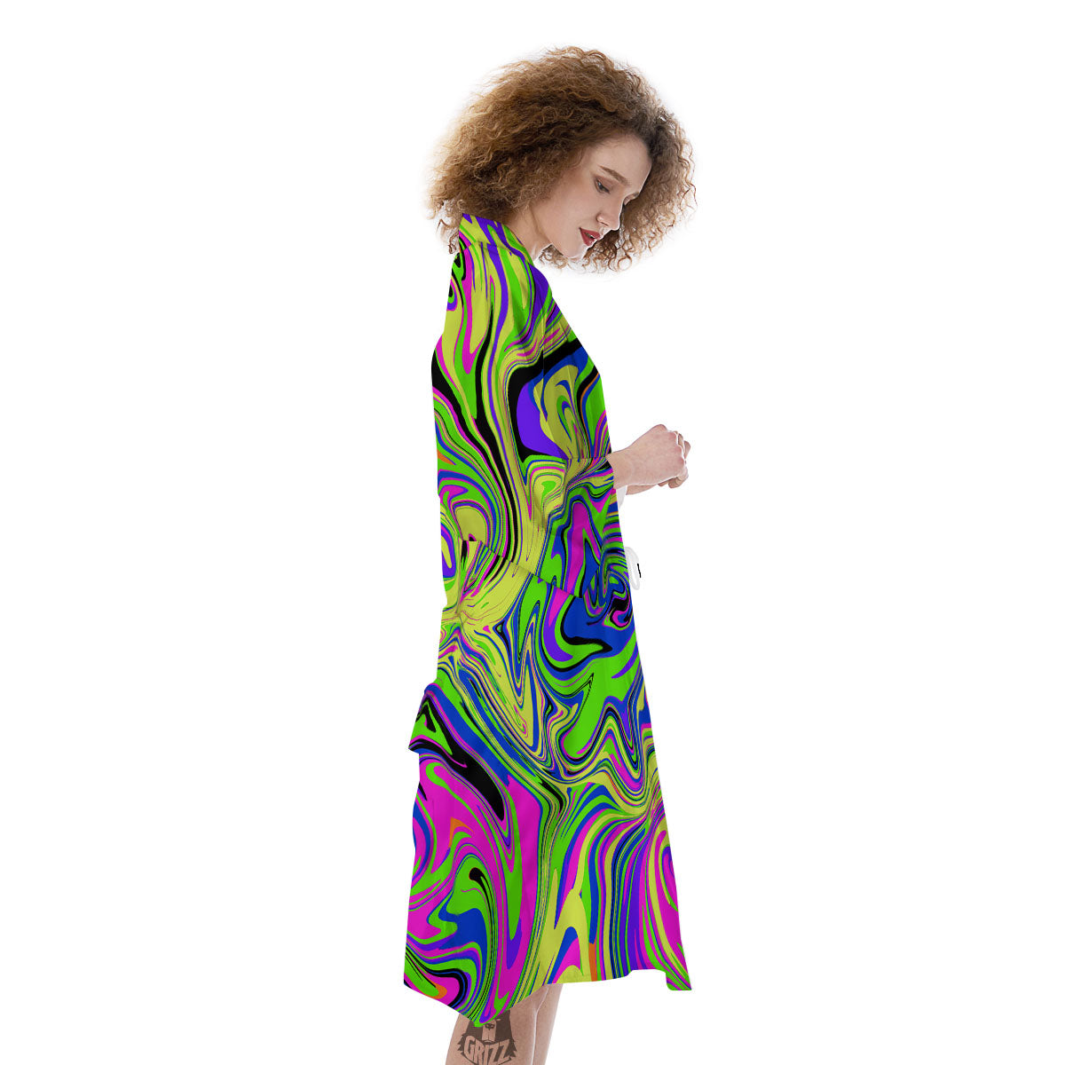 Trippy Abstract Neon Print Kimono-grizzshop