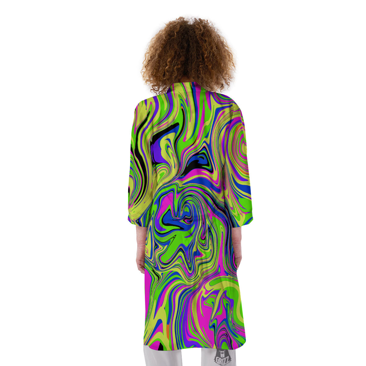 Trippy Abstract Neon Print Kimono-grizzshop