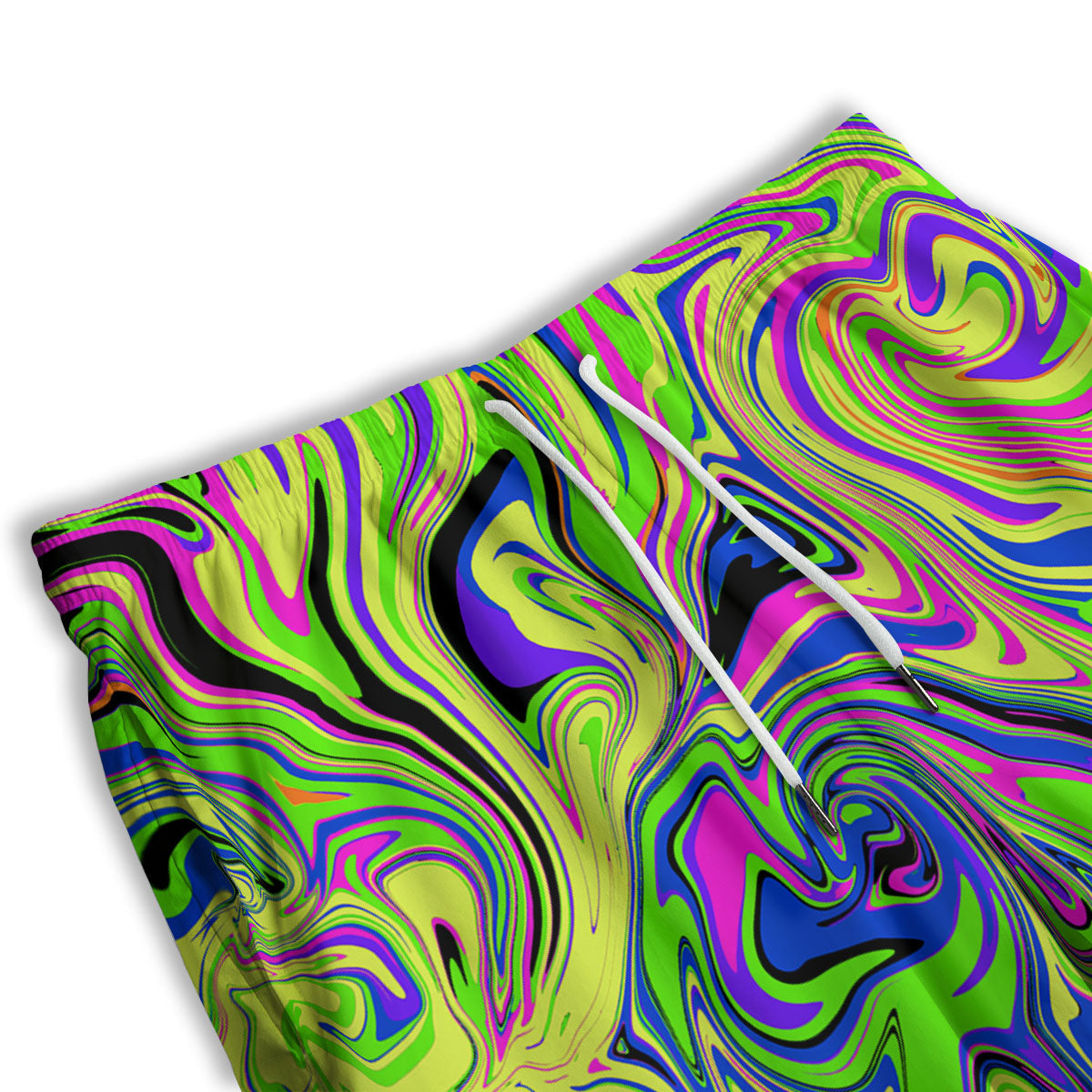 Trippy Abstract Neon Print Men's Athletic Shorts
